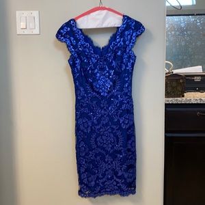Tadoshi Shoji Blue Lace Cocktail Dress